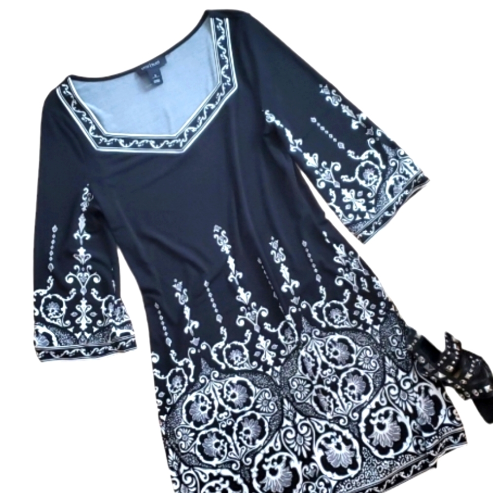 WHBM Womans Black‎ Scrolled Tunic or Dress Size Small